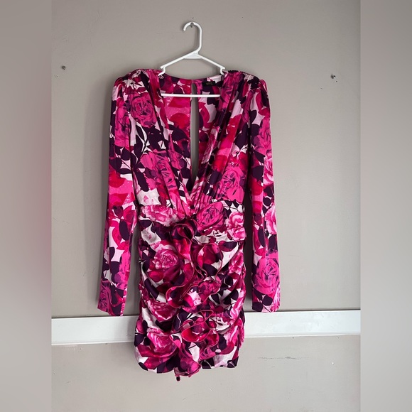 Floral Pink and Red Long Sleeve Dress - Picture 4 of 7